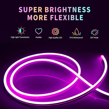 Neon Rope Lights,Flexible Led Rope Lights Control with App/Remote,Multiple Modes Rope Lights,IP65 Outdoor RGB Led Neon Lights Wa.