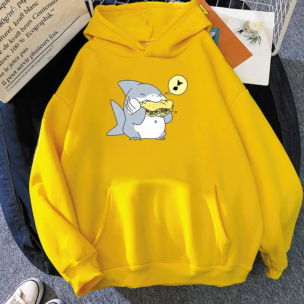 Jeff The Landshark Cute Hoodies Cartoon Print Harajuku Manga Sweatshirt Long-sleeved Fleece Clothing Sudaderas Casual Pullovers