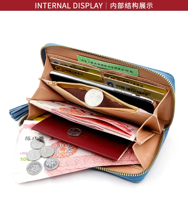 Zipper Money Coin Purse Women Card Holder Long PU Leather Clutch Wallet Large Capacity Lady Wristlet Phone HandBags Money Pocket.
