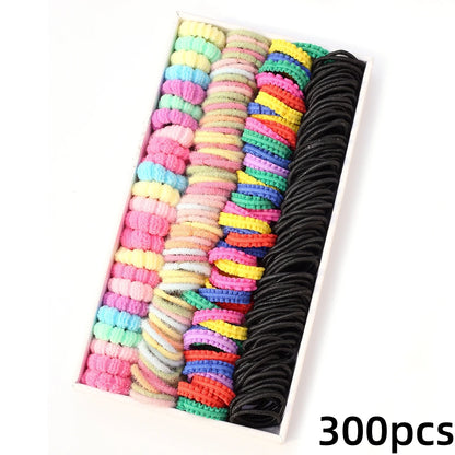 1Pack Girls Colorful Hair Bands Set Nylon Elastic Rubber Band Children Ponytail Holder Scrunchies Kids Hair Accessories.