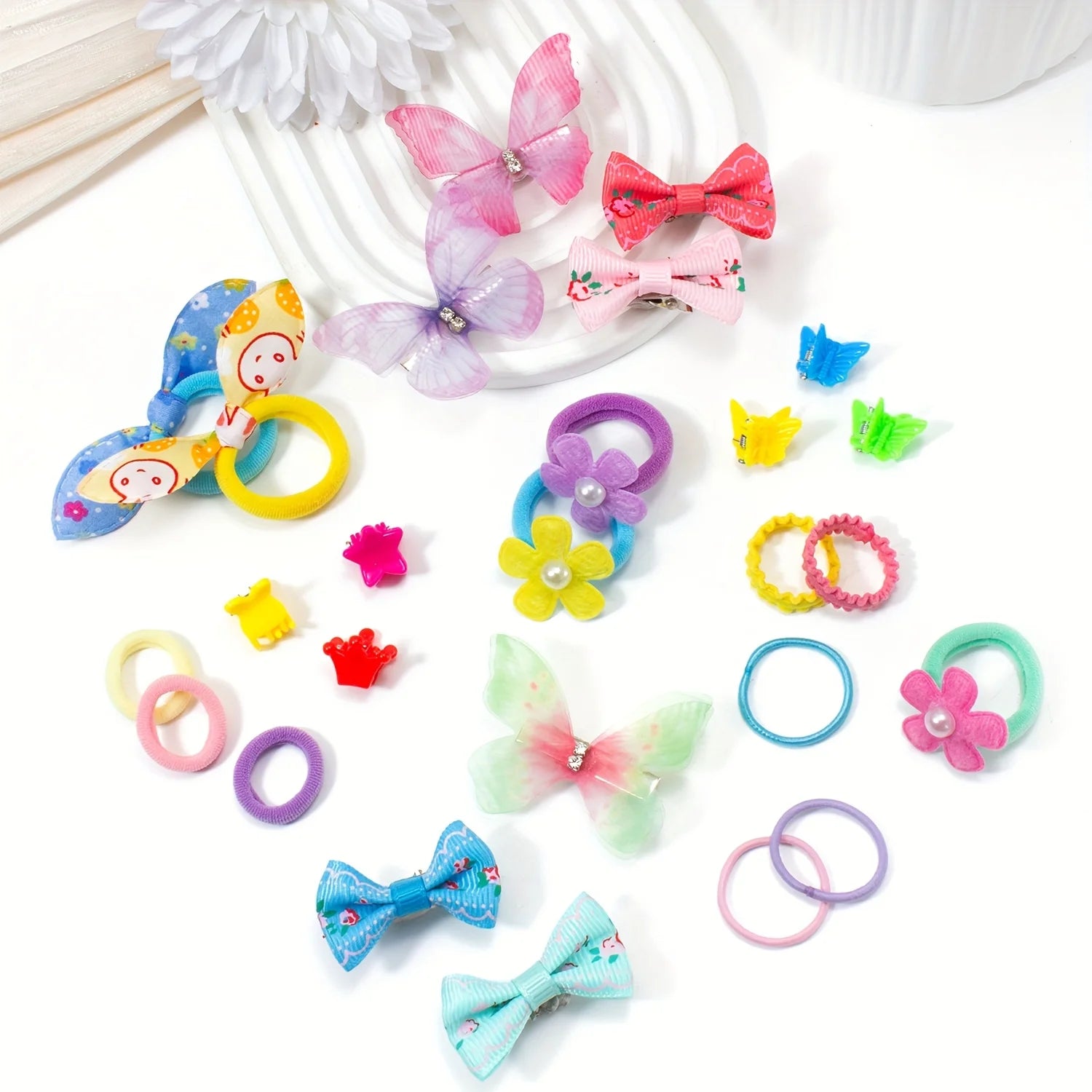 555-Piece Set Colorful Butterfly Hair Clips for Girls Sweet Elastic Bow Hair Accessories Hairpin Hairband Hair Accessories.