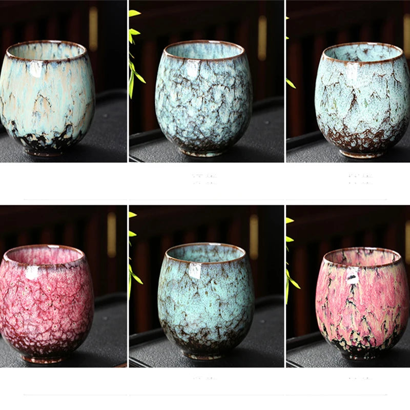 1pcs 250ml Chinese Style Kiln Changed Ceramic Coffee Cup Espresso Cups Pottery Cute Tea Cups Household Kung Fu Teacup Wholesale.