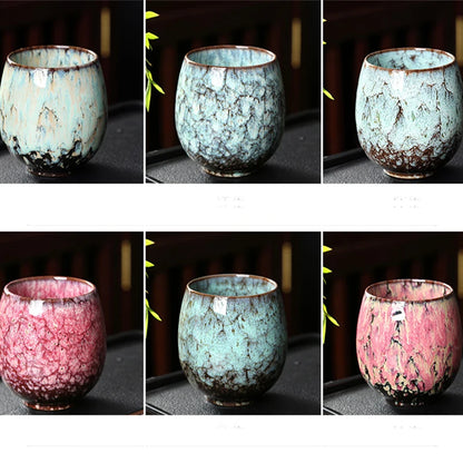 1pcs 250ml Chinese Style Kiln Changed Ceramic Coffee Cup Espresso Cups Pottery Cute Tea Cups Household Kung Fu Teacup Wholesale.