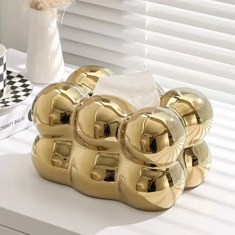 Geometry Tissue Box Cover Decorative Facial Tissue Holder Case Container for Bedroom Tissue Box Covers Rectangular Ceramic