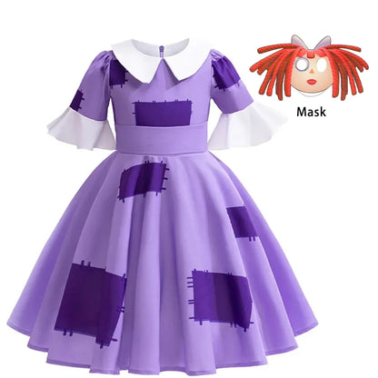 Mädchen Anime Cartoon Pomni Raghata Jax Caine Cosplay Kostüm erstaunliche digitale Zirkus Cosplay Clown Kind Overall Jungen Halloween Anzug