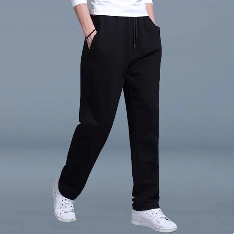 Men's Grey Loose-fit Straight-leg Casual Pants Summer Lightweight Draped Wide-leg Sweatpants For Men Comfortable Long Pants.