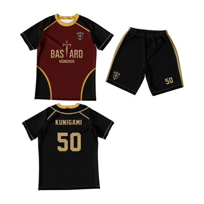 Men Jersey Set Futsal Football Pattern Blue Lock Anime Bastard Munchen 3d Print T-shirt Short 2pcs Sets Suit Sports Tops Tee Boy.