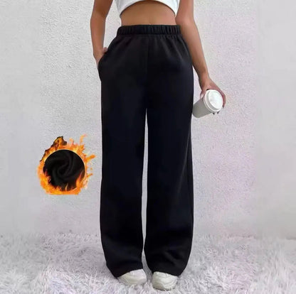 Herbst und Winter Damen warme Hosen Fleece gefüttert hohe Taille lässigen Stil tägliche Kleidung mit Taschen Jogging Jogging hose.