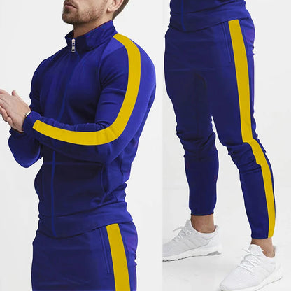 Frühling und Herbst neue Freizeit Herren Sport Set farbige Herren Stehkragen Casual Set trend ige Sport 2-teiliges Set.