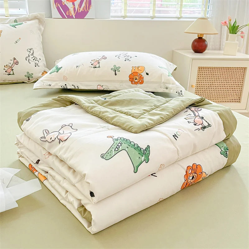 Printed Thin Duvet Skin-friendly Comforter 100x150cm for Kids Quilt Soft Bedspread Summer Blanket edredones (No Pillowcase)