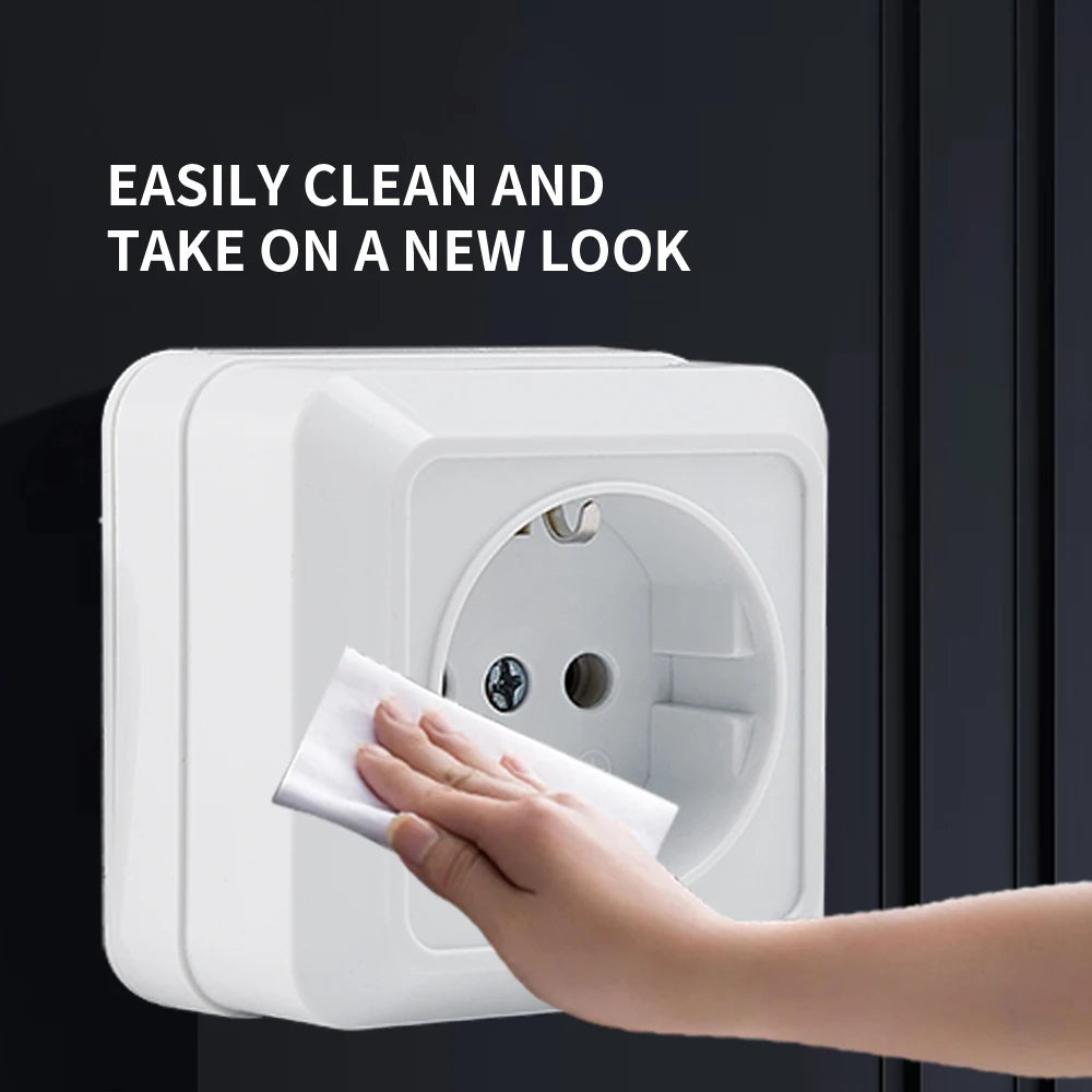 WESA Weiße Wandsteckdose, EU-Standard, Steckdose, Boden, Vintage-Oberfläche, Steckdose, Stecker, flammhemmender Kunststoff.