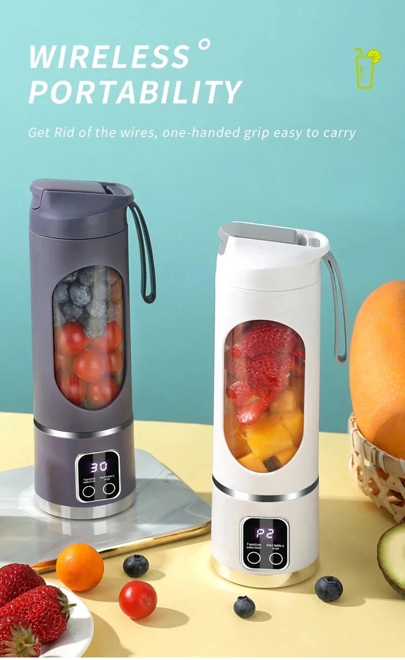 2025 New Household Charging MINI Crushed Ice Electric Juicer Powerful Motor 450ML Large Capacity Digital Display Juice Cup.
