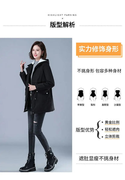 Fleece-gefütterte Kapuze, Daunenjacke, Wintermantel für Damen, warme, mit Kordelzug gepolsterte Parkas, mittellanger Mantel, Streetwear, gepolsterte Kleidung.