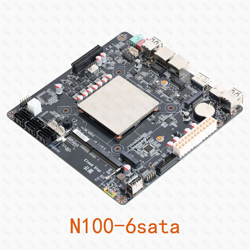 Mini ITX Motherboard N150 for DIY NAS Support DDR4 Max 32GB 2*2.5G RJ45 6*SATA3.0 2*M.2 NVME Low Power Consumption Motherboard.