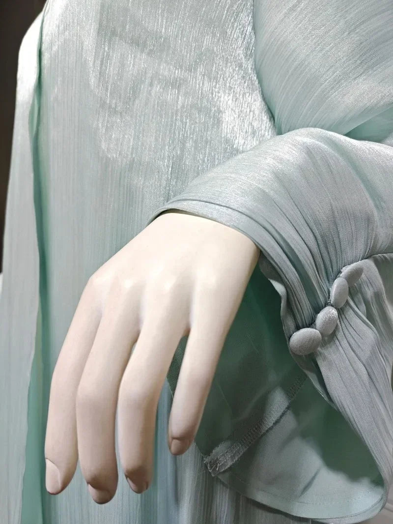 2025 Ramadan Satin muslimischen bescheidenen Kleid arabische Frauen öffnen Abaya Dubai islamische Langarm Cardigan Kleidung Truthahn schlichte Robe