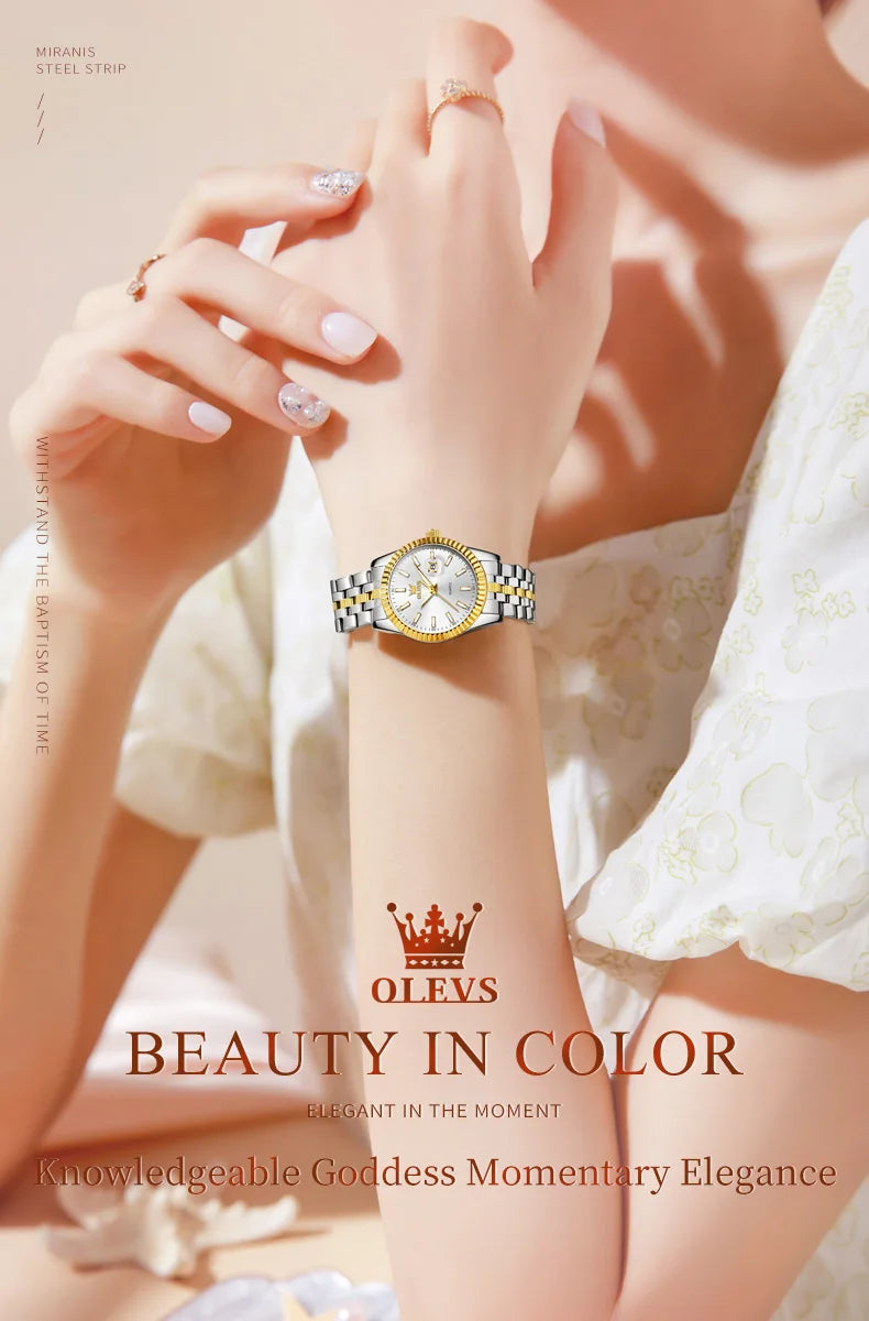 OLEVS 5593 Woman Watch Stainless Steel Waterproof Auto Date Elegant Ladies Wristwatch Luxury Original Quartz Watch for Women New.