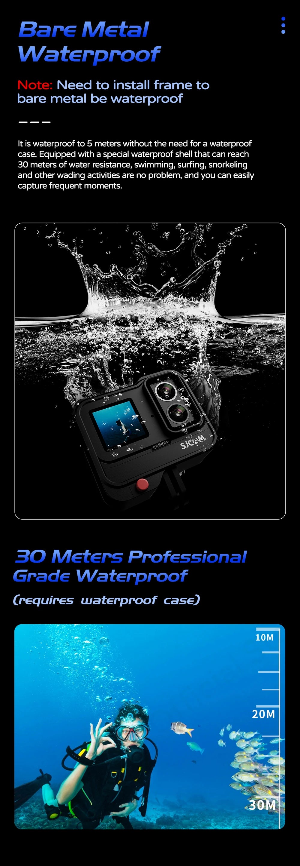 SJCAM SJ20 4K Anti-Shake Action Camera Dual Lens Waterproof 5G WiFi Touch Screen Motion Detection Multifunctional Sports Cam.