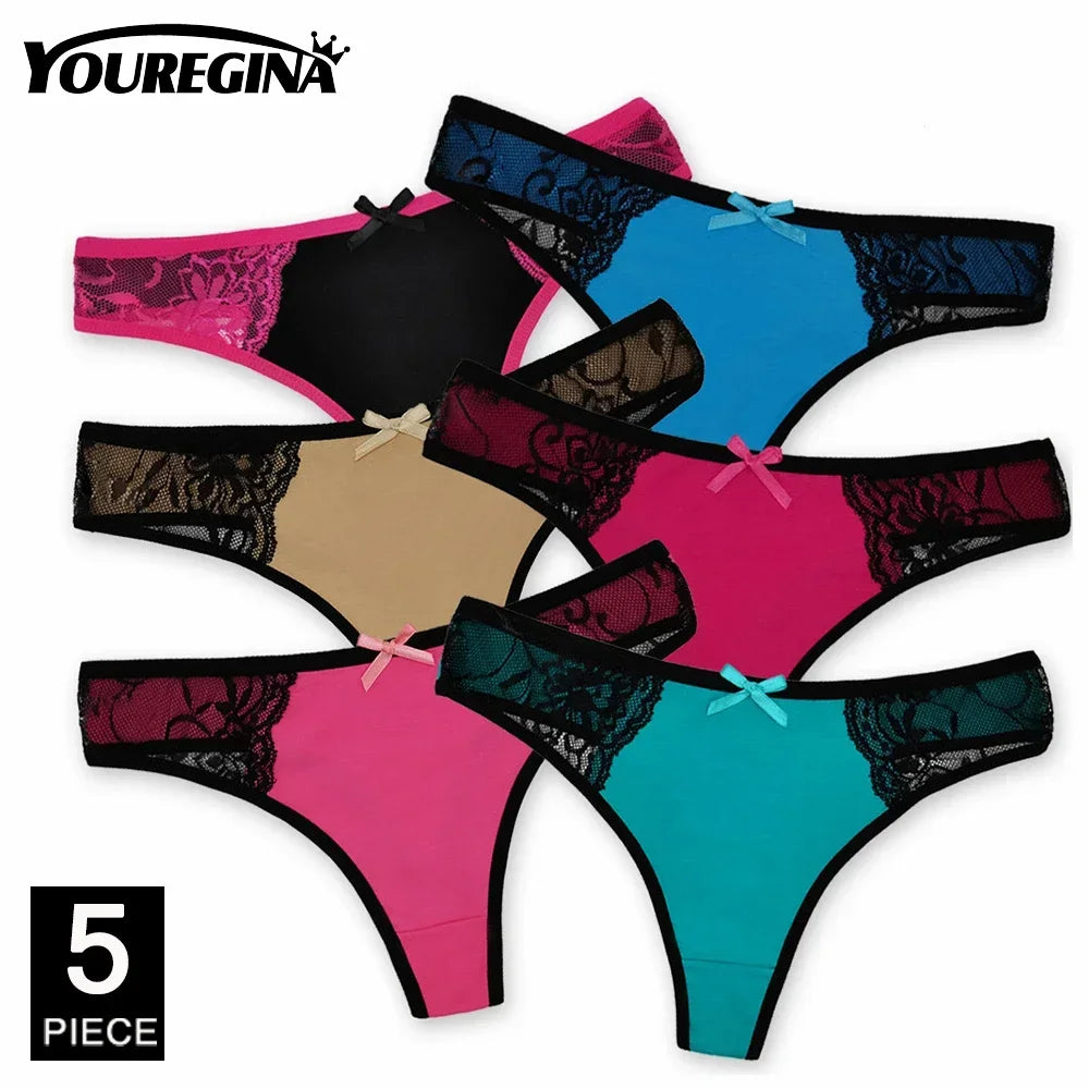 Ladies Cotton Thongs Panties Women Culottes Sexy G Strings Female Underwear Lingerie Comfort Soft Low Rise Tangas 5 pcs/lot.
