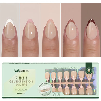 Nailpop 150Pcs French Gel Nail Tips Medium Almond Pre-Colored Press on Nails Skin Tones Soft Gel Nails False Nail Extensions.