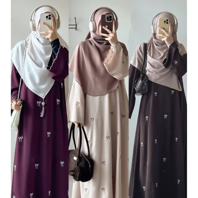 Luxus Dubai Schmetterling Stickerei Abaya Muslimische Frauen Modest Kleid Islamischen Femme Urlaub Outfit 2025, Mode Türkei Kaftan Robe.
