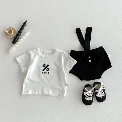 Baby Kleidung Sommer Neugeborenen Baby Jungen Mädchen Body Einfarbig Overalls Oder Infant Casual Gestreiften Brief Kurzarm T Shirts.