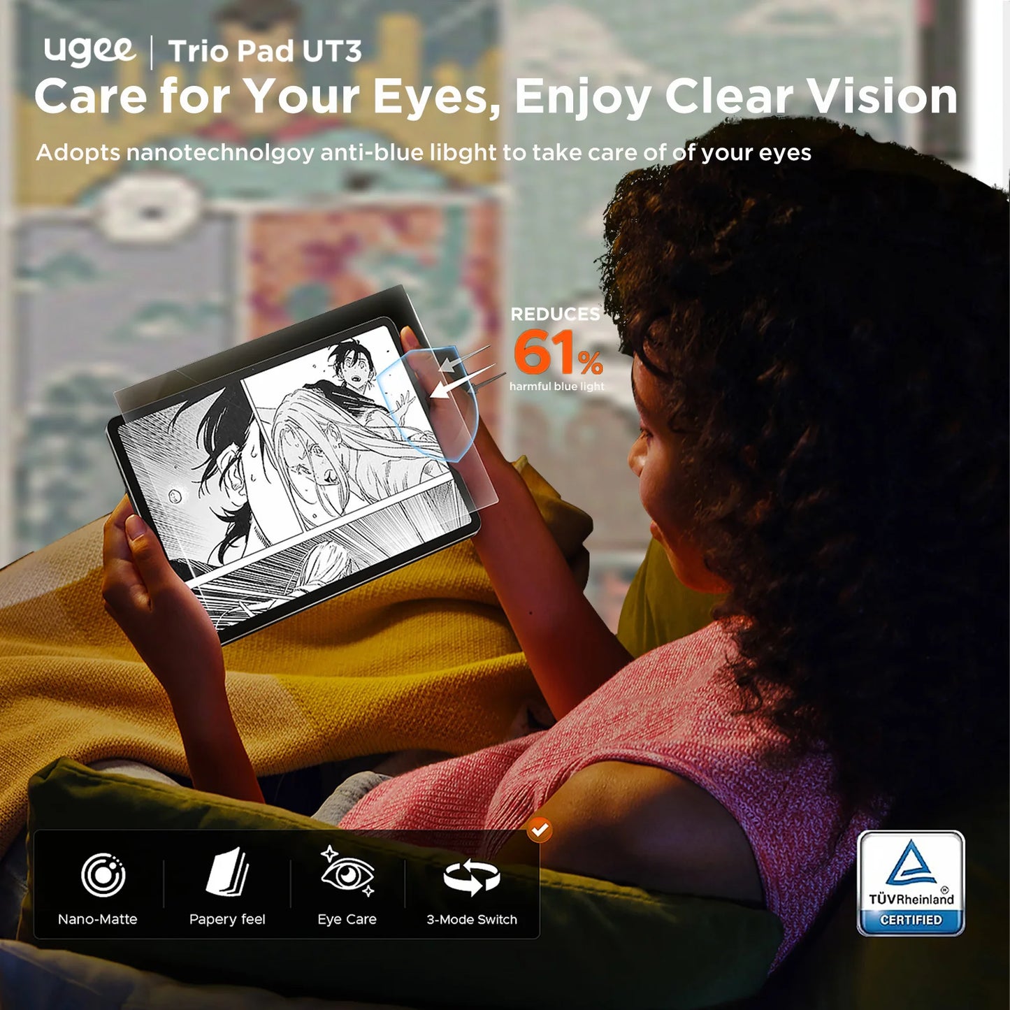 UGEE UT3 Fun Drawing Pad 14.25 inch 2400*1600 Resolution Android 14 System 60HZ Large Graphics Tablet Monitor 8GB+256GB.