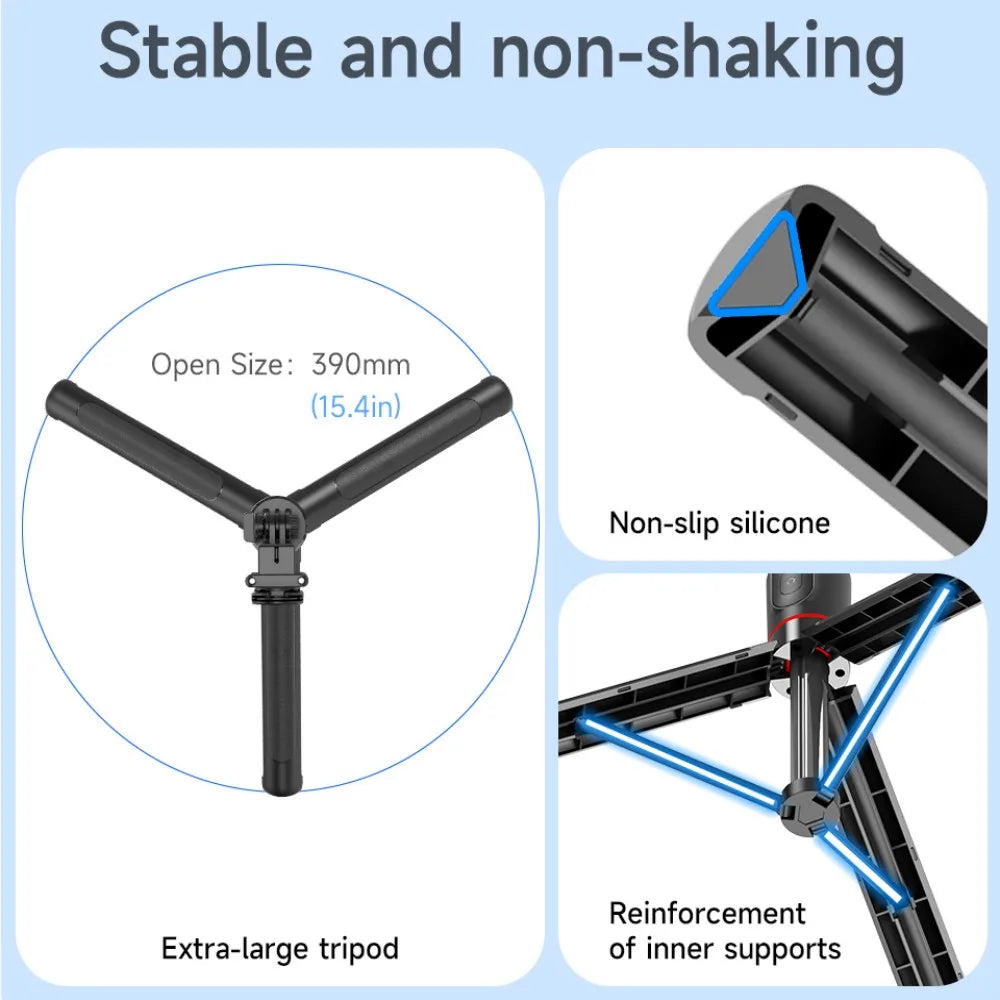 FGCLSY Selfie Stick Tripod Extendable Wireless Bluetooth Remote Portable Smartphone Tripod Stand Mount For iOS Android Phone.