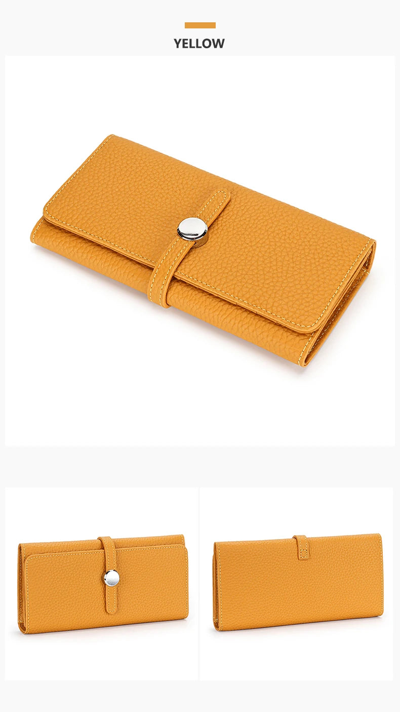 Genuine Leather Wallet Women Long Clutch Fashion Luxury Brand Ladies Purses Card Holder Zipper Coin Pocket High Quality Billfold