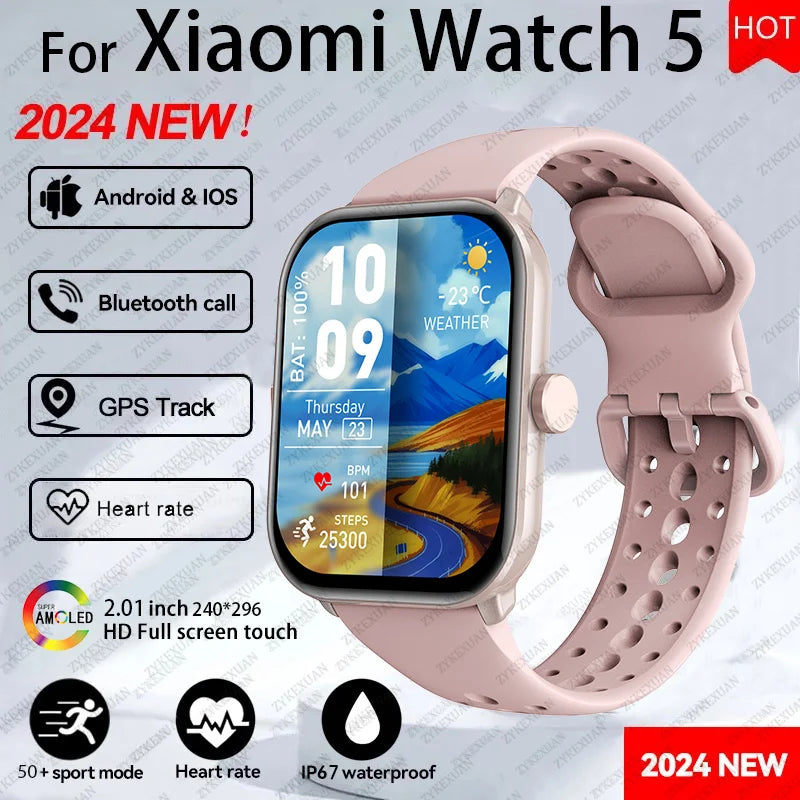 For Xiaomi Watch 5 Global Version Men Women HD AMOLED Display Heart Rate Bluetooth Call GPS Track Waterproof Sports Smart Watch