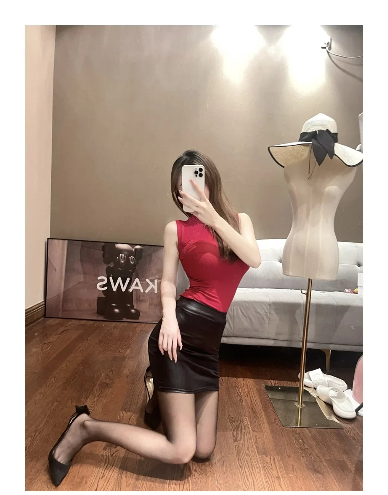 Leather Matte Slim Mini Sexy Fashion PU Hot Short High Waist Skirt Korean Nightclub Streetwear Wholesale Clothes 7ST.
