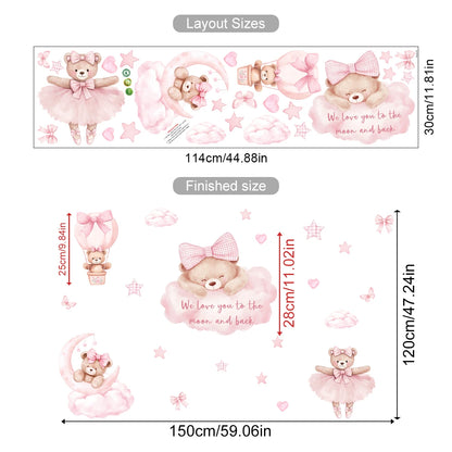 Cartoon Hot Air Balloon Animals Bear Rabbits Wall Stickers for Child Room Boy Room Decoration Nursery Baby Room Decoration Decal