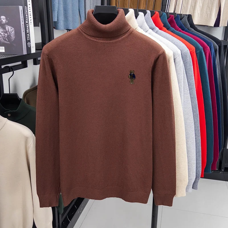 Designer Original Men's Turtleneck Knit Sweater High Neck Pullover Soft Warm Thick Anti-Pilling Casual Business Autumn Winter.