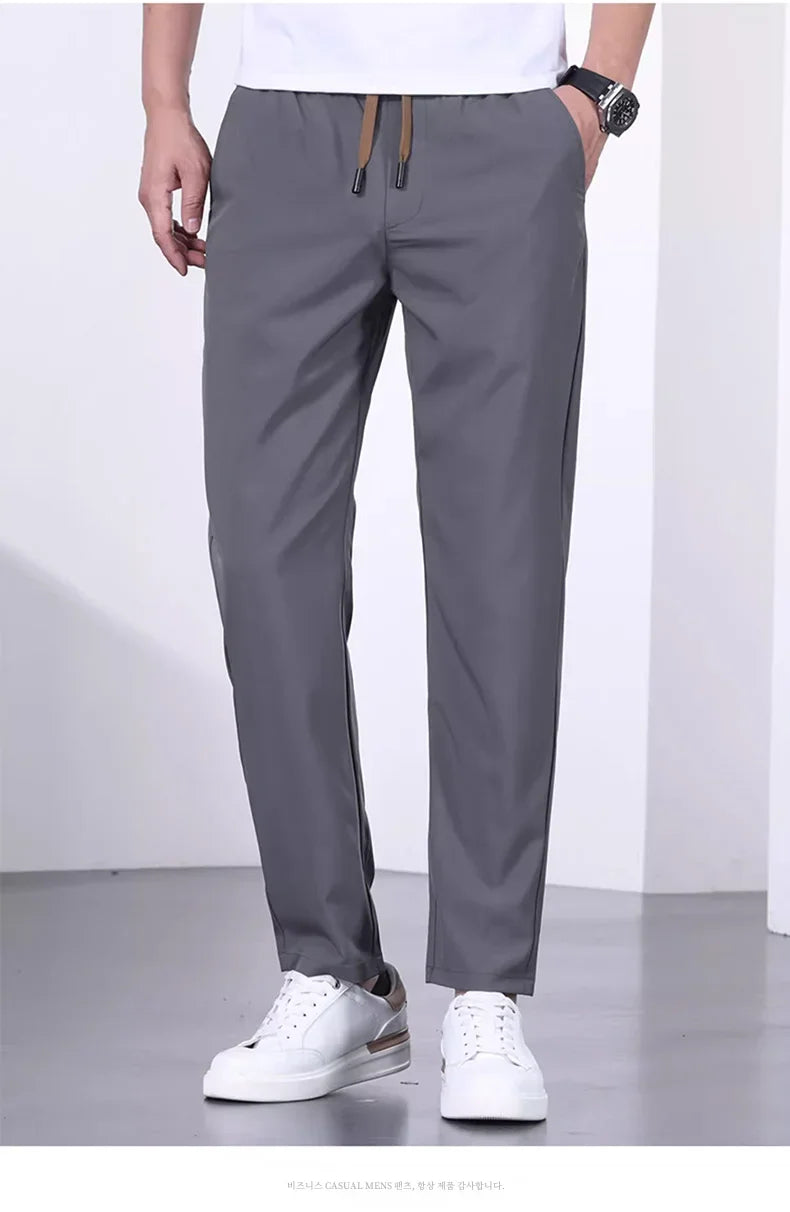 Schnell trocknende Herrenhose, Kordelzug, elastische Taille, Freizeithose, lockere gerade Hose, Sommermode, trendig