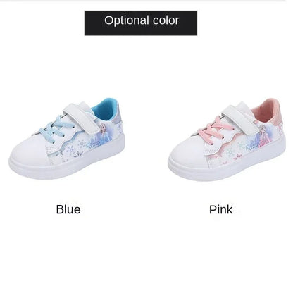 Disney Kids Girls Shoes 2024 New Children Sneakers Girls Elsa Frozen Princess Casual Sport Shoes Student Shoes Teen Shoes.