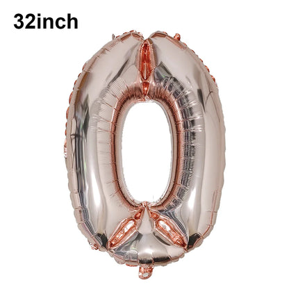 Blauer Ballon mit großen Zahlen, 32 Zoll, 0, 1, 2, 3, 4, 5, 6, 7, 8, 9, Geburtstag, Bachelorette-Luftballons, Figur, Golob-Party-Ballon-Dekoration