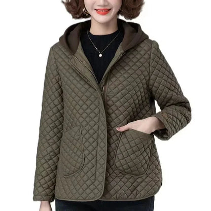 Mode Leichter Baumwolle Gefütterter Mantel Frauen 2025, Neue Herbst Winter Baumwolle Mantel Mit Kapuze Jacke Lose Beiläufige Plaid Parkas Outwear.