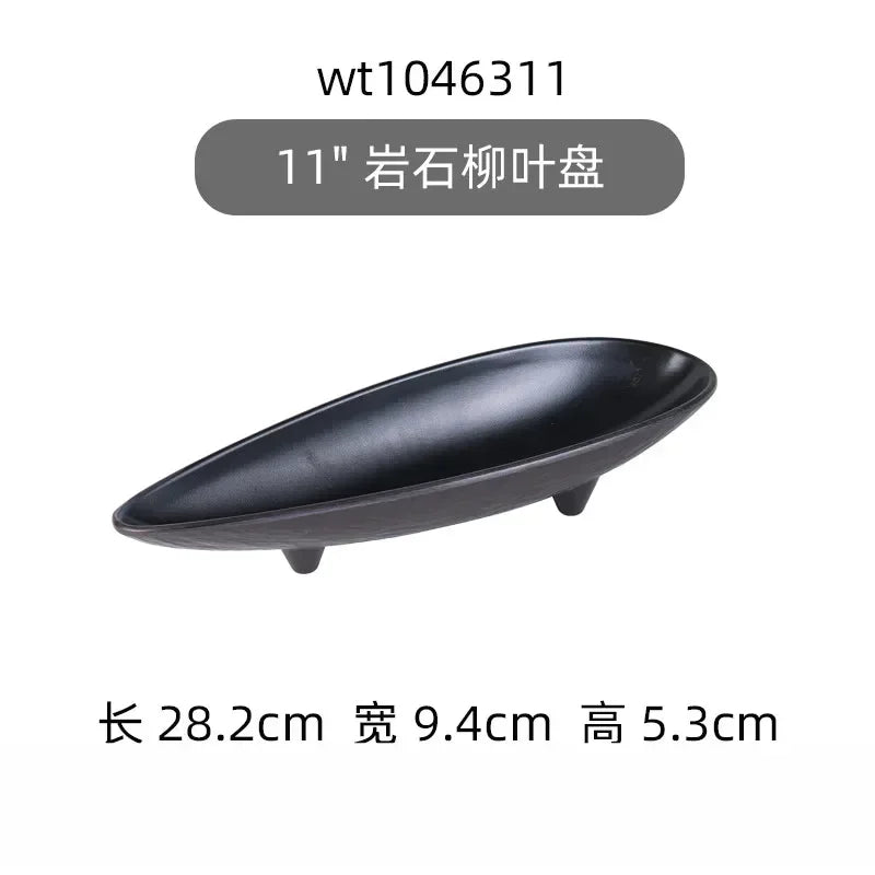 Hotpot Restaurant Melamine Tableware Black Frosted Dinner Plate Japanese Sushi Plates Not Easily Broken Snack Fruit Dishes