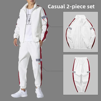 Trendy Men's Sportswear Set Casual Open Cardigan Sweatshirt Jacket with Pants Autumn Winter New Style Cross-Border Clothing.