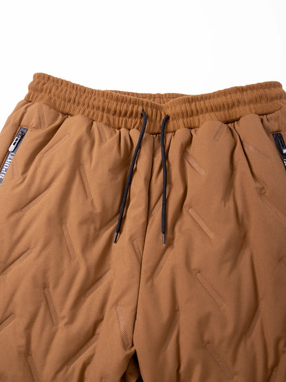 Winter Sweatwear Men's Plush Thick Sweatpant Thermal Zipper Pocket Trousers Casual Jogger Outdoor Windproof Thickened Pants.