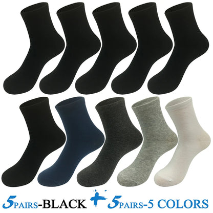 5 Pairs/Lot Socks Men Cotton Dress Wedding Black Grey White Brand Fashion Meias Male Breathable Casual Long Sock Gift 2024 New