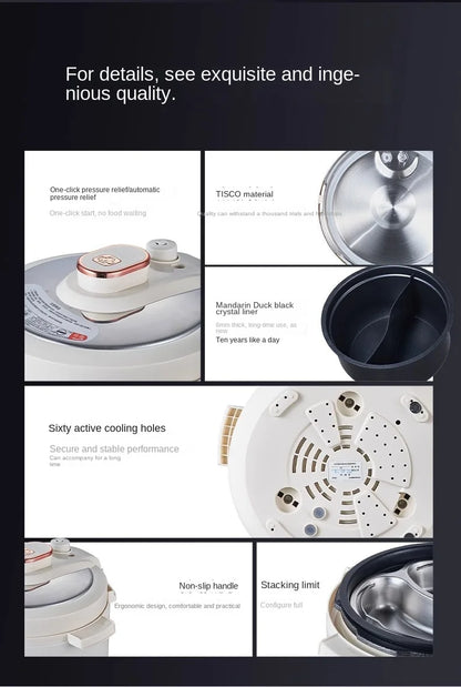 220V Home Electric Pressure Cooker 2 Flavor Multifunctional Rice Cooker Non-stick Multi Cooker & 2 Flavor Inner and Steamer