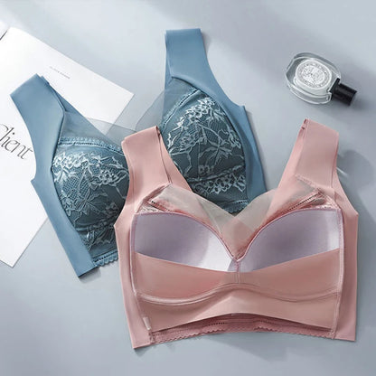 FINETOO 2Pcs Plus Size Sexy Crop Tank Top Seamless Bra Push Up Women Bras Wireless Bralette Femme Underwear Sports Lace Lingerie.