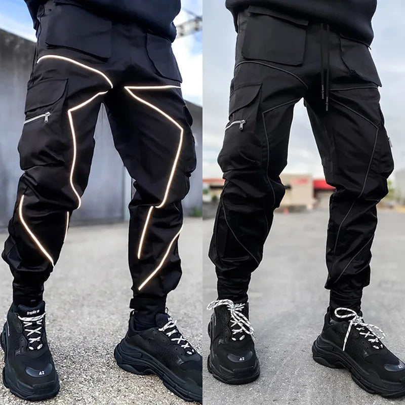 Men's Reflective Cargo Pants 2025 New Hip Hop Casual Joggers Trousers Multi-Pocket Men Sweatpants Streetwear Sports Pant M-3XL.