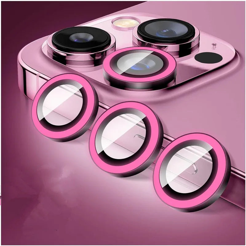 Night Light Luminous Metal Glass Camera Lens Protector for IPhone 16 15 14 1311 Pro Max Plus 12 Mini 16Pro Ring Lens Film Cover