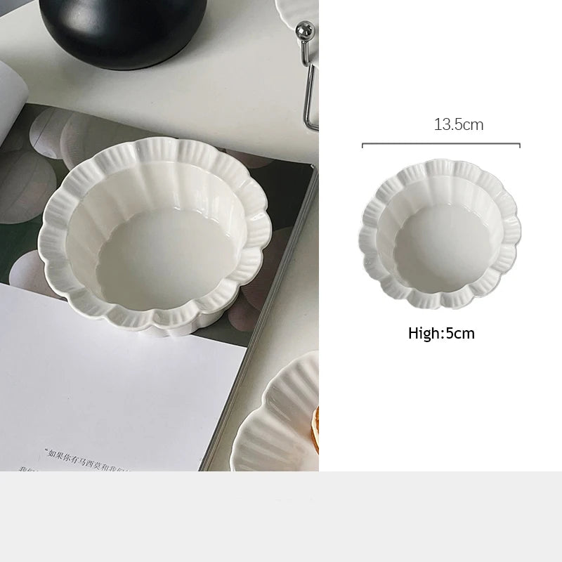 Ahunderjiaz-French Beige Ceramic Tableware Set, Underglaze Dessert Tray, Rice Bowl, Fish Plate, Kitchen Tableware Set, Cream Sty