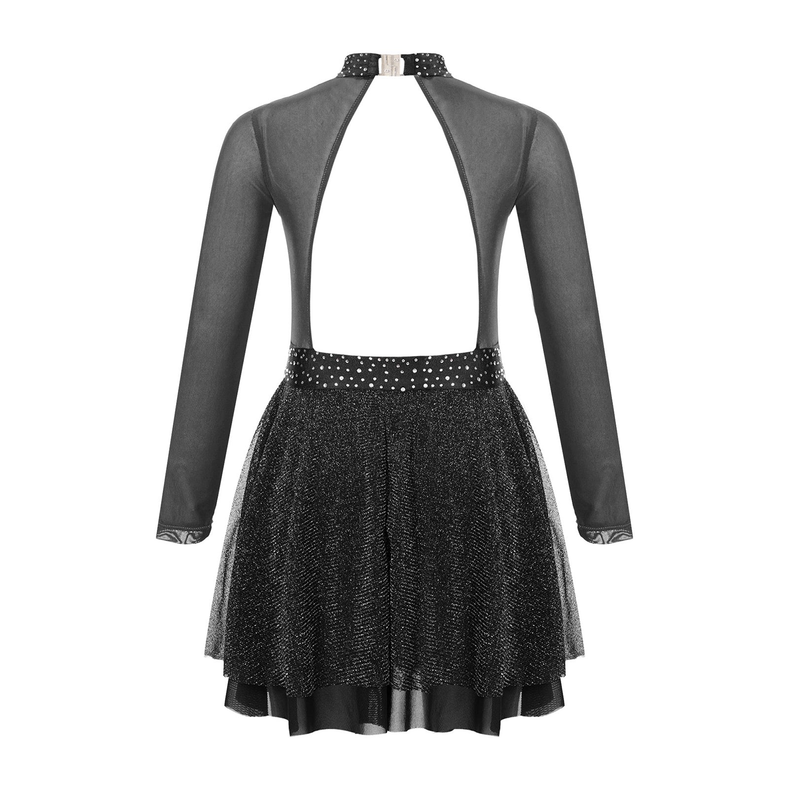 Kinder Mädchen Eiskunstlauf Kostüm Ballett lyrische Tanz gymnastik Trikot Kleid Langarm glänzend Mesh Performance Dance wear.