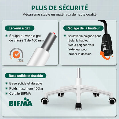 AUTHMIC Ergonomischer Netz-Bürostuhl mit Lordosenstütze, hochklappbaren Armlehnen, verstellbarer und höhenverstellbar für den Schreibtisch zu Hause – Grün