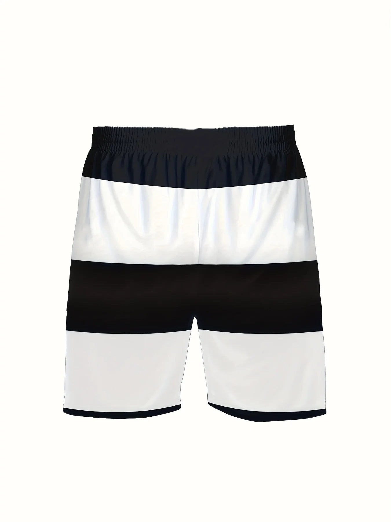 Fashionable men's summer striped print micro elastic breathable round neck T-shirt shorts set outdoor casual two-piece set.