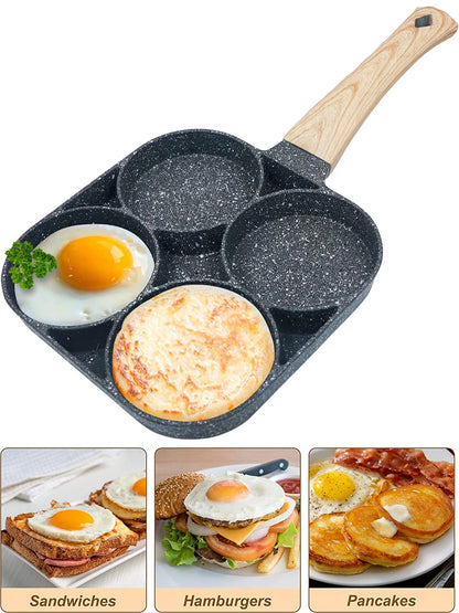 LMETJMA Egg Frying Pan Nonstick Pancake Pans 4-Cups Cookware Pancake Pan Egg Pan Suitable for Gas Stove Induction Cooker JT87.