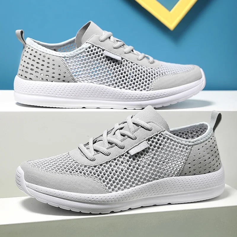 YRZL Sneakers Men Shoes Hollow Mesh Breathable Outdoor Casual Shoes Comfortable Walking Non Slip Big Size Mens Sneakers.